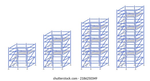 scaffolding, white background, used in construction areas.