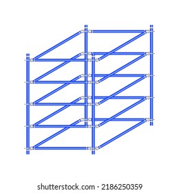 scaffolding, white background, used in construction areas.
