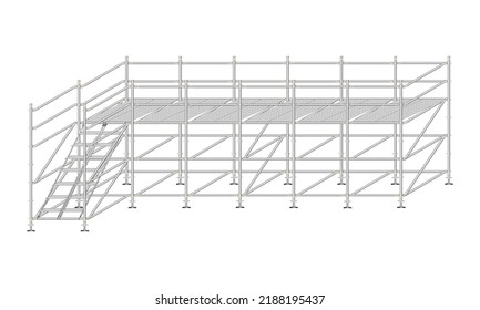 scaffolding, white background, used in construction areas.