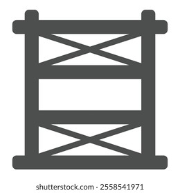 Scaffolding wooden deck solid icon, construction site concept. Vector graphics. Stand for brickwall building sign on white background, glyph style icon for mobile or web design