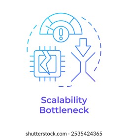 Scalability bottleneck blue gradient concept icon. Computing system, system performance. Efficiency, optimization. Round shape line illustration. Abstract idea. Graphic design. Easy to use article