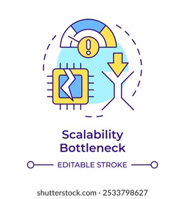 Scalability bottleneck multi color concept icon. Computing system, system performance. Efficiency, optimization. Round shape line illustration. Abstract idea. Graphic design. Easy to use article