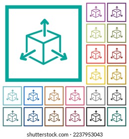 Scalability flat color icons with quadrant frames on white background