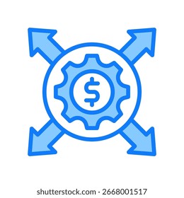 Scalability Icon Blue Vector Illustration
