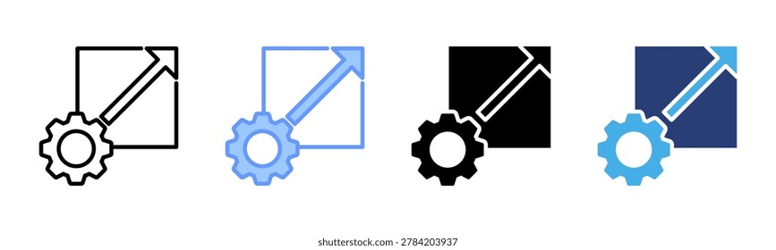 Scalability icon set multiple style collection