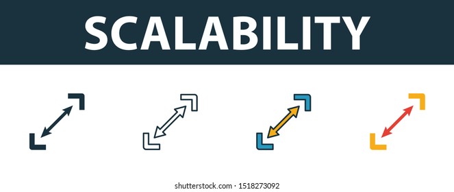 Scalability icon set. Premium simple element from startup icons collection. Set of scalability icon in filled, outline, colored and flat styles.