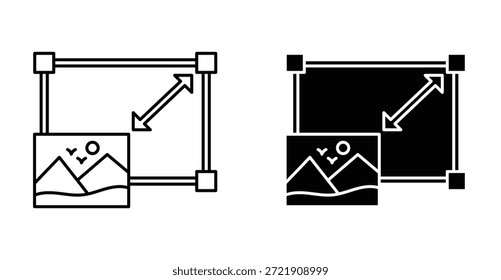 Conjunto de iconos de escalabilidad. Símbolo de Vector de escalabilidad en estilo negro relleno y delineado.