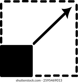 Scalability  icon. Square with corners and arrow vector icon.   vector and not AI. Replaceable vector design.