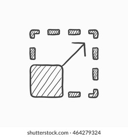 Skalierbare Vektorgrafik-Symbol einzeln auf Hintergrund. Handgezeichnetes Symbol für Skalierbarkeit. Skizzensymbol für Bildskalierbarkeit für Infografik, Website oder App.