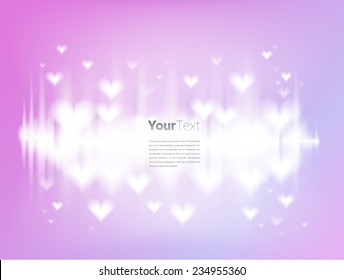 Scalable abstract eps10 vector background composition of packed clouds of shining of heart on pink sky of love