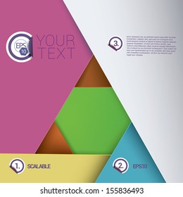 Scalable abstract geometric background eps10 vector  design in basic colors  with a hexagon shaped frame at the middle for universal use