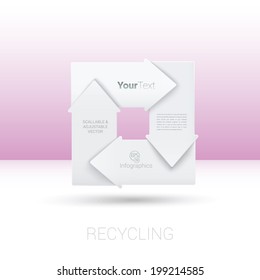 Scalable abstract geometric vector design of a four arrows recycling template composition 