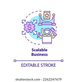 Scalable business concept icon. Easy to provide. Affiliate marketer benefit abstract idea thin line illustration. Isolated outline drawing. Editable stroke. Arial, Myriad Pro-Bold fonts used