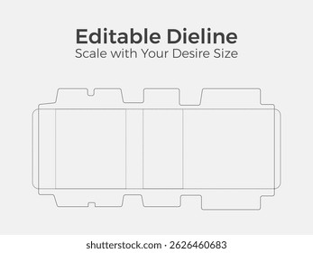 Scalable dieline mockup for product box packaging with clear guidelines and safe area