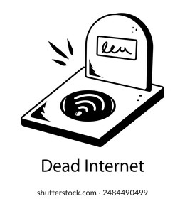 Scalable doodle icon depicting dead internet 