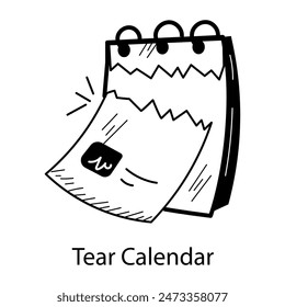 Icono escalable del doodle del calendario de lágrimas 