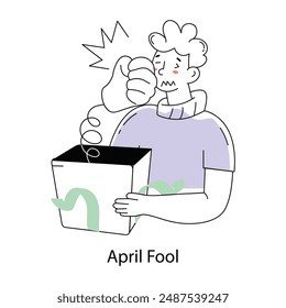 Scalable doodle mini illustration of april fool prank 