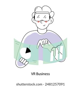 Scalable doodle mini illustration of vr business 