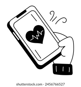 Un ícono escalable de estilo doodle de la atención médica móvil 