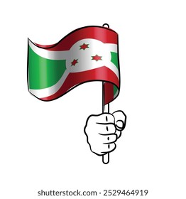 Escalar e editável eps vetor Contorno traçado traçado arte de mão segurando bandeira de ondulação nacional do Burundi
