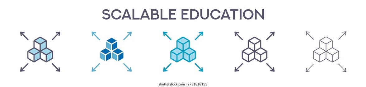 Elemento de educação escalável para design gráfico - multi estilos. Ilustração vetorial de duas cores e preto. Vários Ícones de Design Podem Ser Usados Para Mobile, Ui, Web