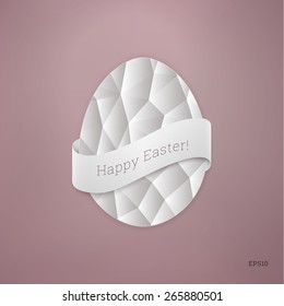 Scalable egg shape illustration with geometric pattern and ribbon for easter greeting, layouts, cover design - pastel pink version
