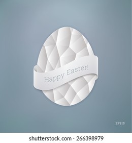 Scalable egg shape illustration with geometric pattern and ribbon for easter greeting, layouts, cover design - pastel blue version