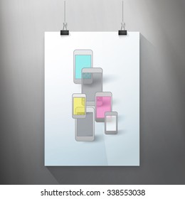 Scalable Eps 10 Vector Phone Text Box element in on a Layout Template Mock Up Page