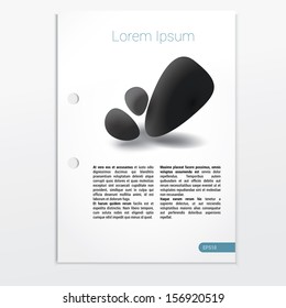 Scalable eps10 abstract layout vector  composition of three levitation stones on an A4 format paper sheet for universal use