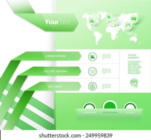 Scalable Eps10 Vector Composition of a Green Brochure Layout Design Elements For Digital or Printed Presentation