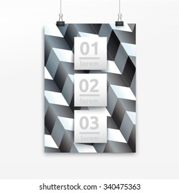 Scalable Eps10 Vector Composition of List Boxes on an A4 Paper Sheet Zig Zag Style