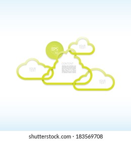 Scalable eps10 vector design. Abstract clouds, layout illustration. Green centered edition.