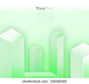 Scalable eps10 vector illustration of a green parallel lines built isometric city scape composition for brochure or digital presentation
