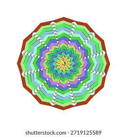 Skalierbares flaches Design Mandala mit lebendigen Blumenmotiven, perfekt für den digitalen Einsatz.