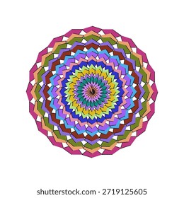 Skalierbares flaches Design Mandala mit lebendigen Blumenmotiven, perfekt für den digitalen Einsatz.