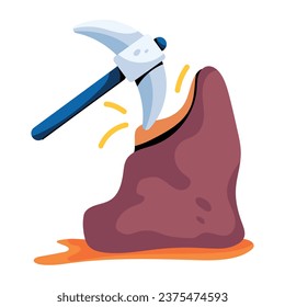 A scalable flat icon of rock mining 