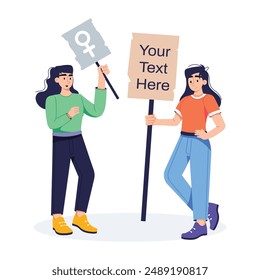 Scalable flat illustration depicting female activists 
