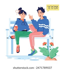 Scalable flat illustration depicting sharing emotions 