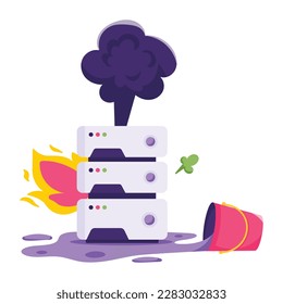 Una ilustración plana escalable de la falla del servidor