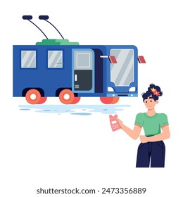 Scalable flat illustration of a trolleybus 