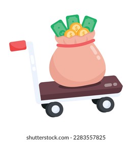 A scalable flat sticker of cash bag
