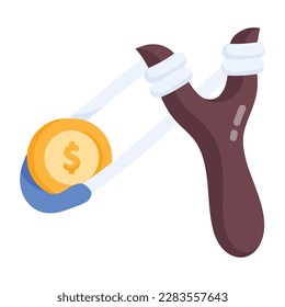 A scalable flat sticker of slingshot
