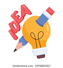 Scalable flat sticker of writing idea 