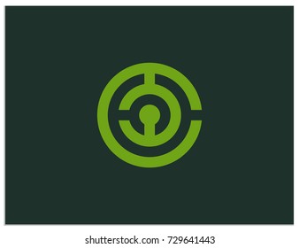 Scalable geometric vector icon, showing from one to four letters C. Isolated green logo, which is well suited for laboratory, IT company, engaged in communication or any other scientific activity