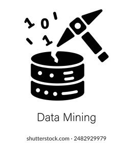 Scalable glyph icon depicting data mining 