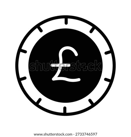 A scalable glyph icon of pound currency is ready for premium use