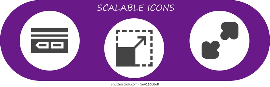 scalable icon set. 3 filled scalable icons. Included Key card, Resize icons