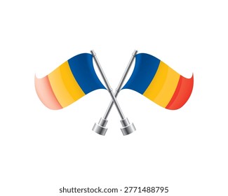 Scalable illustration capturing prideful display of Chadian national banners