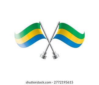 Scalable illustration capturing prideful display of Gabonese national banners