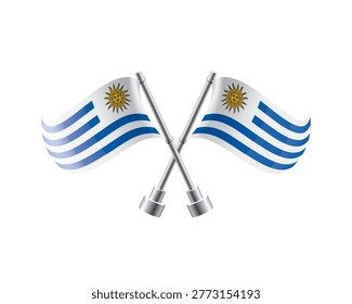 Scalable illustration capturing prideful display of Uruguayan national banners